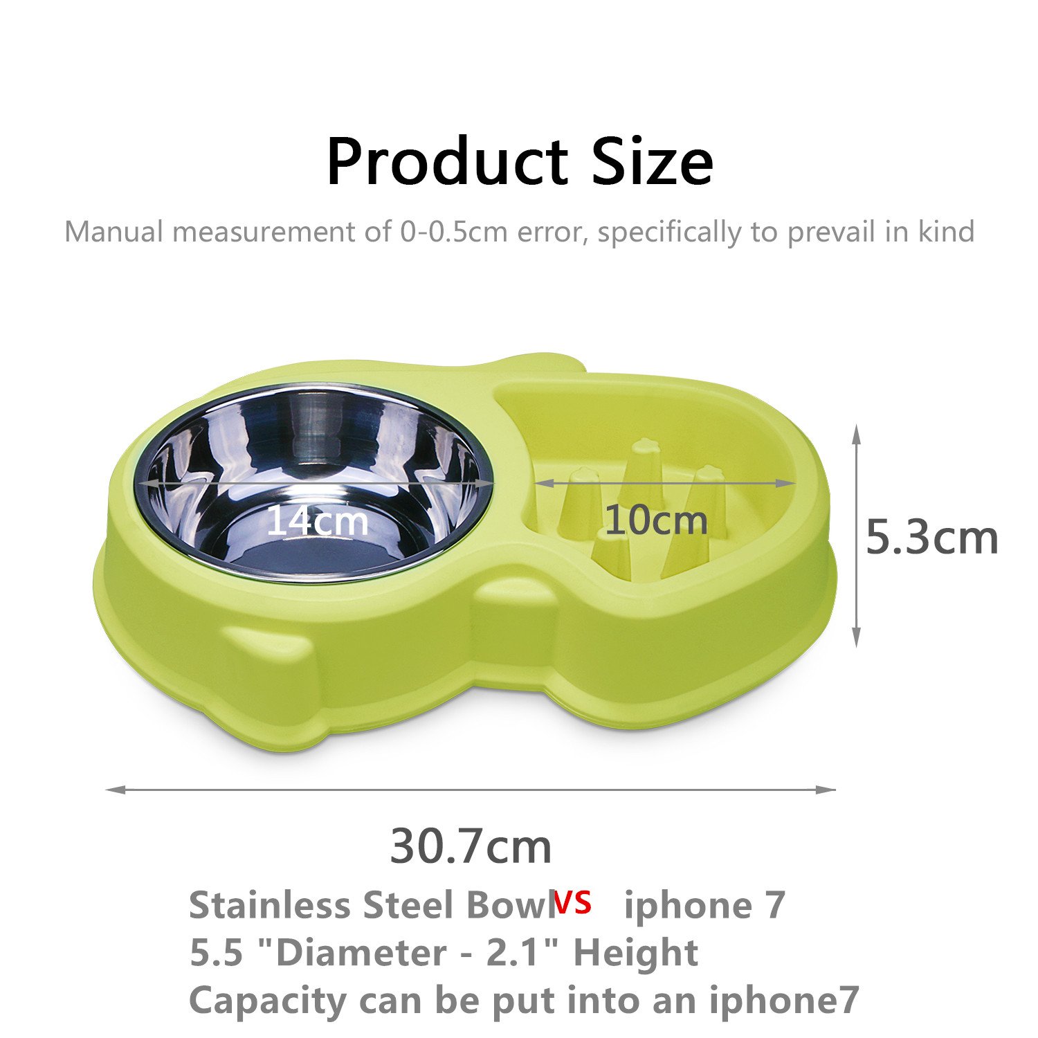 Dog Slow Feeder Bowl with Stainless Steel Water Bowl, Two in One Anti-Skid Healthy Pet Eating Bowl for Interavtive Training Anti Choke by XUANR- Blue/Green