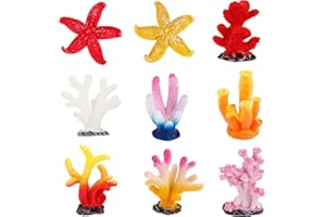 WADY Aquarium Decorations,9 Pcs Artificial Coral Plant Aquarium Decorations Coral Reef Decor Premium Quality Artificial Craft
