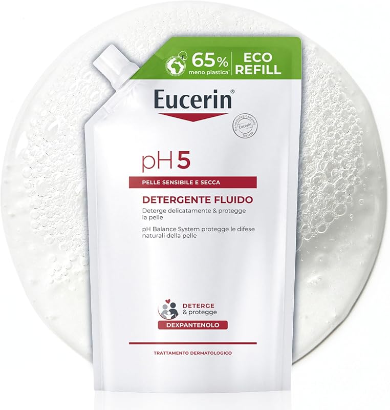 pH5 Detergente Fluido Refill 400 ml, Ricarica detergente viso e corpo delicato e idratante per lavaggi frequenti, Bagnoschiuma senza sapone per tutta la famiglia per pelle secca e sensibile
