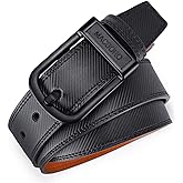 MACBORO Non Metal Tsa Approved Belt Nickel Free Hypoallergenic Plastic Buckle Travel Leather Belt 1.38"