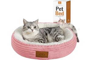 ZERBUGER Cat Beds for Indoor Cats, Dog Beds for Small Dogs, Round Donut Pet Bed for Puppy and Kitty, Soft Cozy& Machine Washable, Non Skid Bottom, 20" (Pink, 20.0" L x 20.0" W x 6.5" Th)