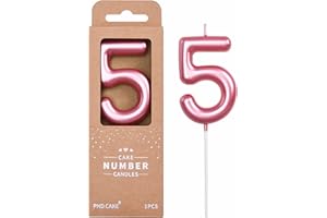 PHD Cake 2.76 inch Classical Pink 5 Number Birthday Candles for Party Celebration