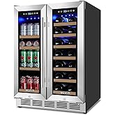 MZAVP 24 Inch Wine and Beverage Refrigerator, Dual Zone Beverage Cooler with Glass Door, Built-In or Freestanding Wine Fridge
