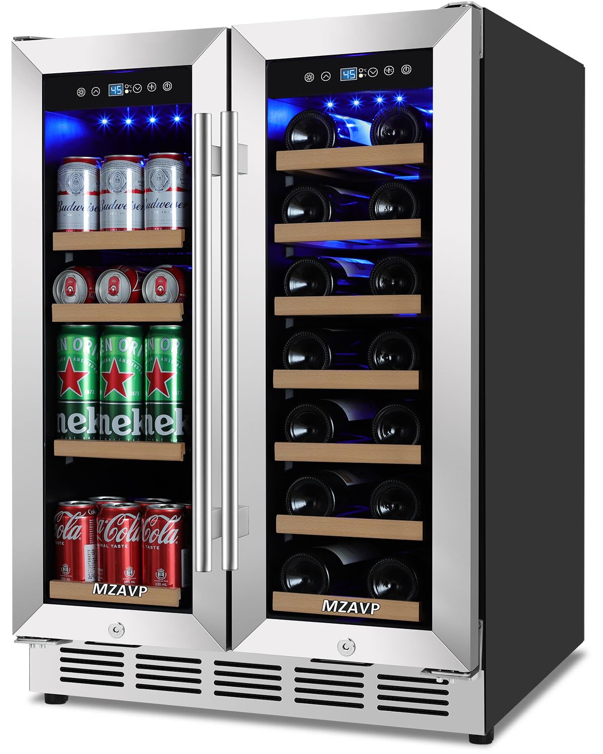 Photo 1 of **FOR PARTS ONLY**missing handles**
MZAVP 24 Inch Wine and Beverage Refrigerator, Dual Zone Beverage Cooler with Glass Door, Built-In or Freestanding Wine Fridge with Fast Cooling, 20 Bottles and 88 Cans Large Capacity