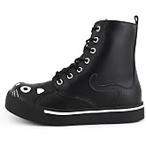 T.U.K. Kitty Cat Boots For Women, Faux Leather Lace Up Goth Boots | Playful cat-inspired design with side zipper closure, cushioned sneaker-style sole, and versatile comfort for all-day wear