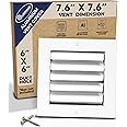 6" x 6" Duct Hole [7.6" x 7.6" Face] Aluminum 1-Way Vent Cover: Adjustable Curved Blade Air Supply Diffuser - Plastic Seal for Tight Fit, Quiet Air Flow, Multi-Shutter Damper