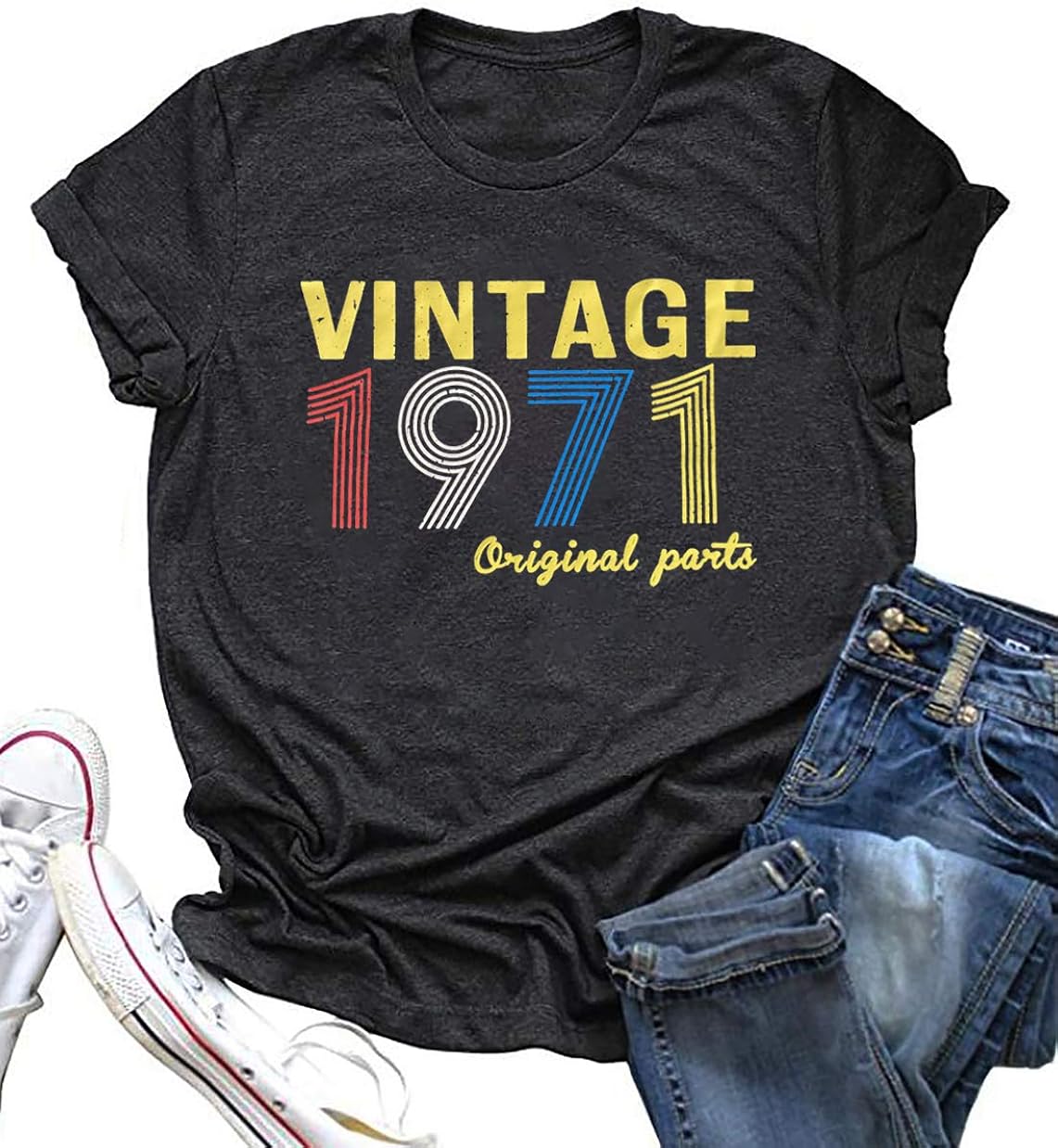 Buy Women Vintage 1971 Original Parts TShirt Funny Letter Print