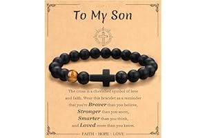 PADERAST Father's Day Christian Gifts for Men Dad, Baptism Religious Cross Bracelet for Man Him Son Grandson Dad Father Brother Godfather Grandfather Grandpa Husband, Inspirational Faith Based Jesus Bracelets