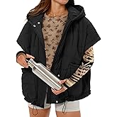 Gacaky Quilted Vest for Women Oversized Stand Collar Cap Sleeve Puffer Jacket Warm Button Zip Up Hoodies Coat Outwear