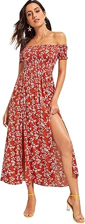 shirred top maxi dress