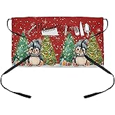 Lsrtoss Halloween Server Aprons with 3 Pockets, Orange Pumpkin White Ghost Black Waist Apron Waterproof Half Aprons