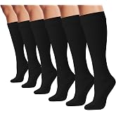 Winterlace Women's Trouser Socks 6 Pairs Knee High Silky Nylon Dress Socks Opaque Stretchy Work Office Casual