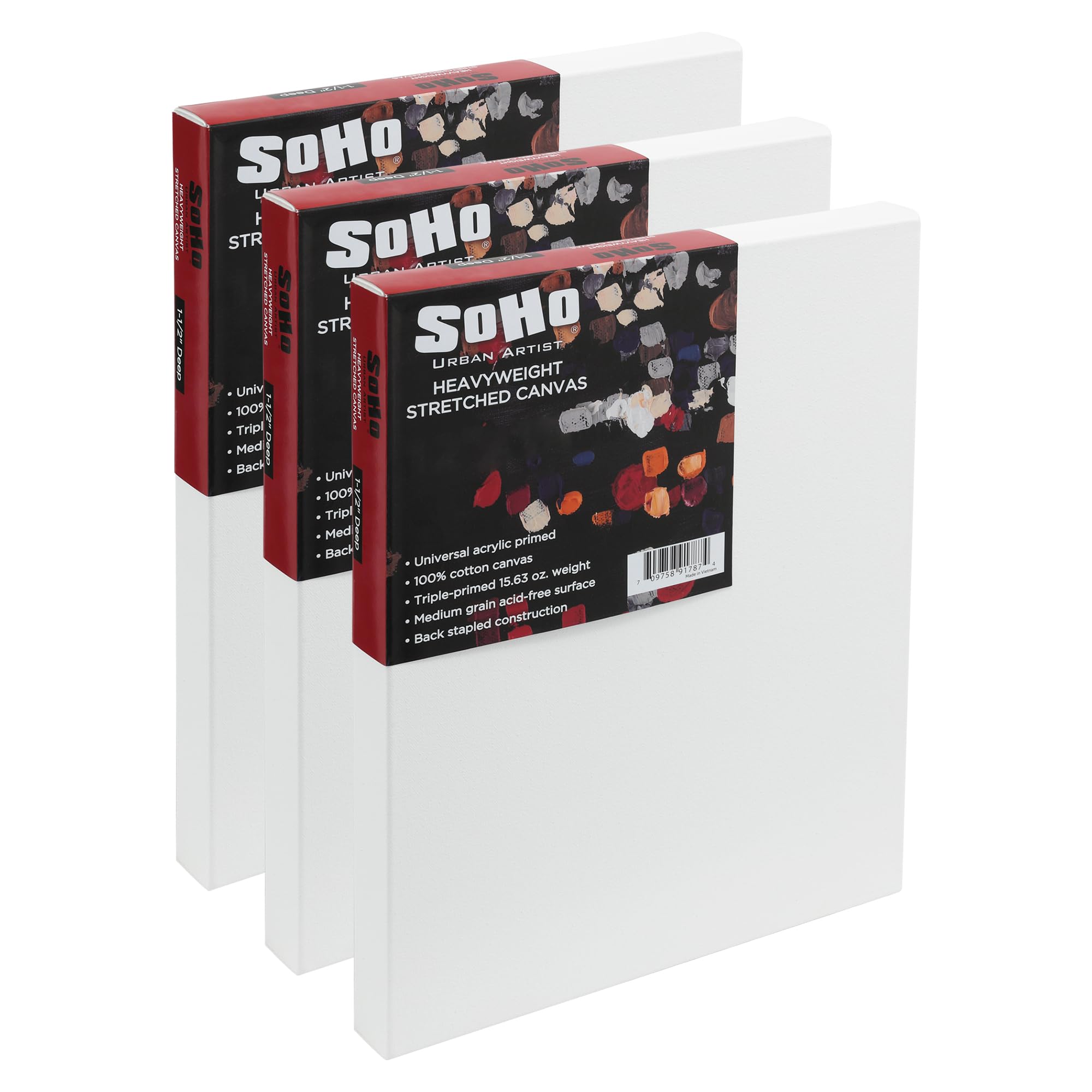 Photo 1 of ***DAMAGED - SEE PICTURES***
***PARTIAL SET (1/3)- PRICE ADJUSTED***
SoHo Urban Artist, 48x60 Heavyweight Stretched Cotton Canvas for Painting - 1.5" Deep- 3 Pack, Triple Primed, 100% Cotton Canvas, Archival, Universal Primed for Oil, Acrylic, Alkyd, Mixe