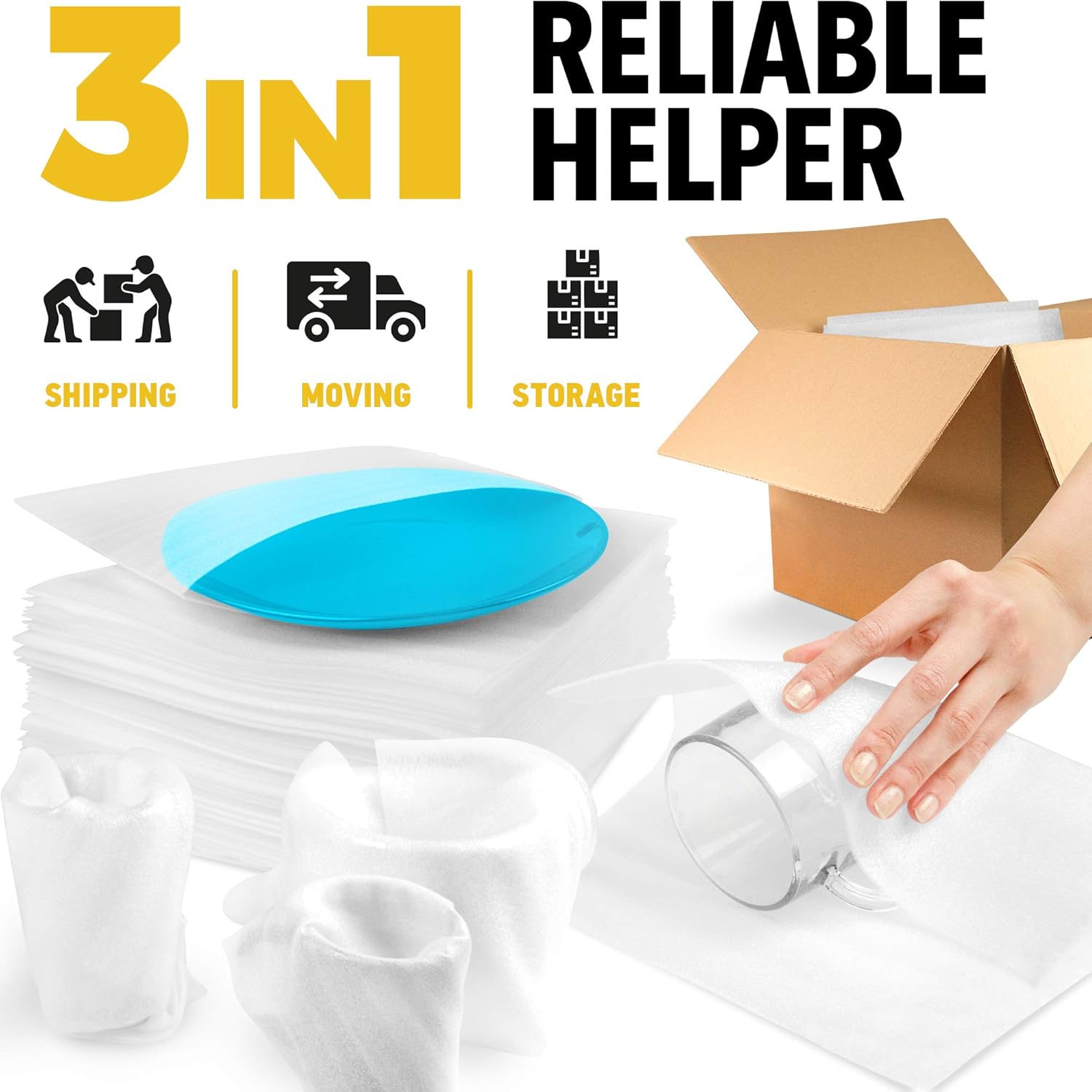 12" x 12" Foam Wrap Pouches Cushioning for Packing Moving Shipping and Storage Supplies - Foam Pouches is Great Alternative to Air Sheets and Bubble Envelopes - 50 Pack: Office Products