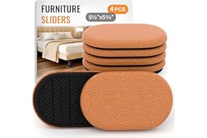 TOMHUA Furniture Sliders for Hardwood Floors Felt Large 9.5 Inch x 5.75 Inch Oval Reusable Furniture Slider with Extra Thick Design - Heavy-Duty Furniture Movers - Felt Sliders Effortless Moving 4 PCS