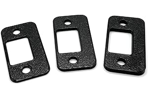 HANDMADE Perfect Fit Door Strike Shims (Set of 3 Different Sizes - 2mm, 3mm, 4mm) Spacer for Interior and Exterior Door Latch Plate Alignment (Black, Standard Strike)