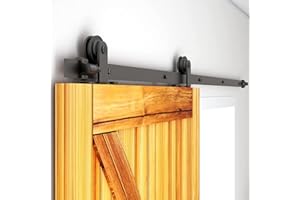 TSMST 6.6FT/203CM Sliding Door Track Kit, Internal Barn Sliding Wood Doors Rail T Mount Hangers Black for Single Door