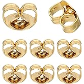 PATIKIL 8 Pcs Earring Backs, 14K Gold Locking Earring Backs Replacements Hypoallergenic Metal Earring Stopper Secure Locking Charm for Studs, Heavy Droopy Earrings, Gold