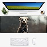 Cute Ferret Gaming Mouse Pad, Desk Mat, Non-Slip Rubber Base Cool Aesthetic MousePads for Computer Laptop Keyboard Office School Home Desktop Accessories Decor 31.5" x 11.8"