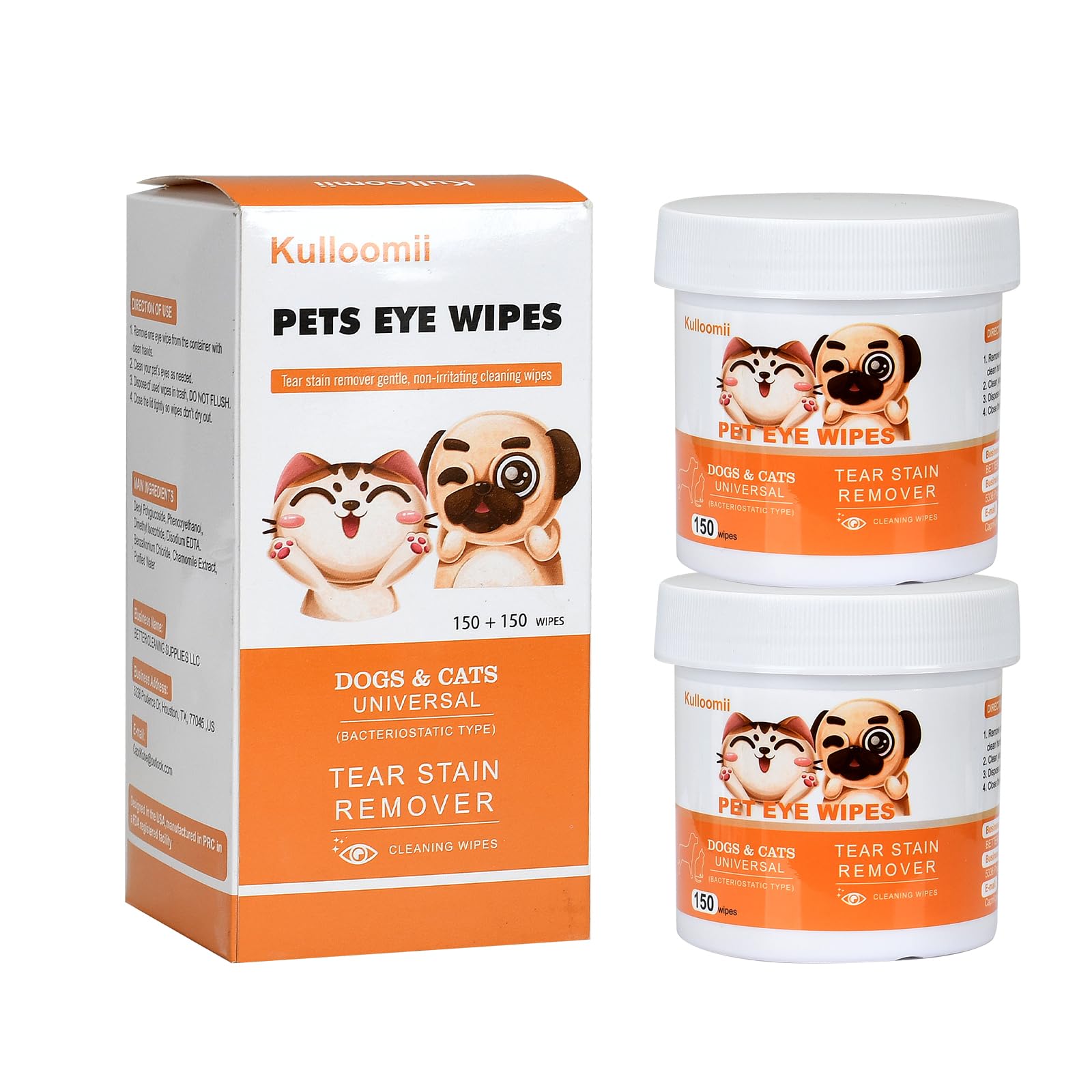 300Pcs Dog Eye Wipes, Biodegradable Tear Stain Remover for Dogs Eyes & Cats - Pet Eye Wipes Gently Remove Eye Debris, Discharge, Mucus Secretions, Crust - pre-soaked Safe & Easy Cleaning Wipes