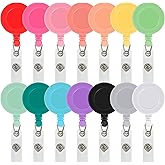 JANYUN 50 Pcs Retractable Badge Reel, Clips Holder Mixed Solid Color Nurse Students Doctor ID Badge Holder for Hanging ID Card Name Key Chain