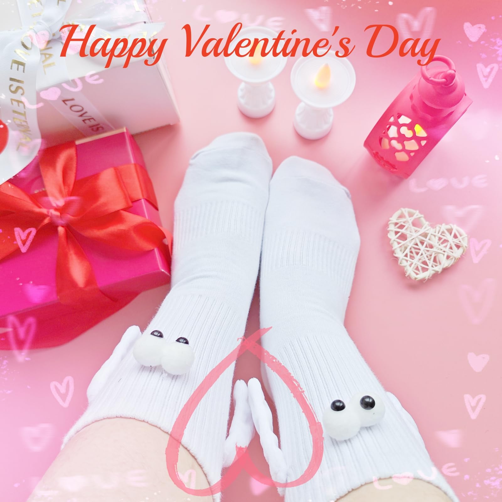 Rhuyoshn Magnetic Socks for Couples - Novelty Holding Hands Socks, Funny Gift for Men, Women, Kids