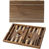GSE Premium Wooden Magnetic Inlay Backgammon Board Set (Stripe-11 Inch) | Portable Travel Folding Backgammon Set, Wooden Backgammon Case, Classic Traditional Strategy Games, For Kids &amp; Adults