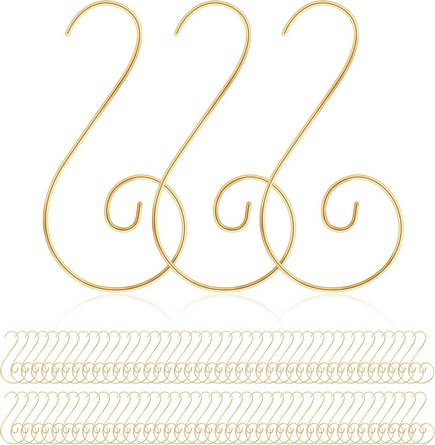 Ornament Hooks - RIFNY 100 PCS Christmas Ornament Hooks Bendable Metal Wire Hanging Hook Golden Ornament Hangers Hooks Great for Christmas Tree Halloween Holiday Party Ball Decor (Gold)