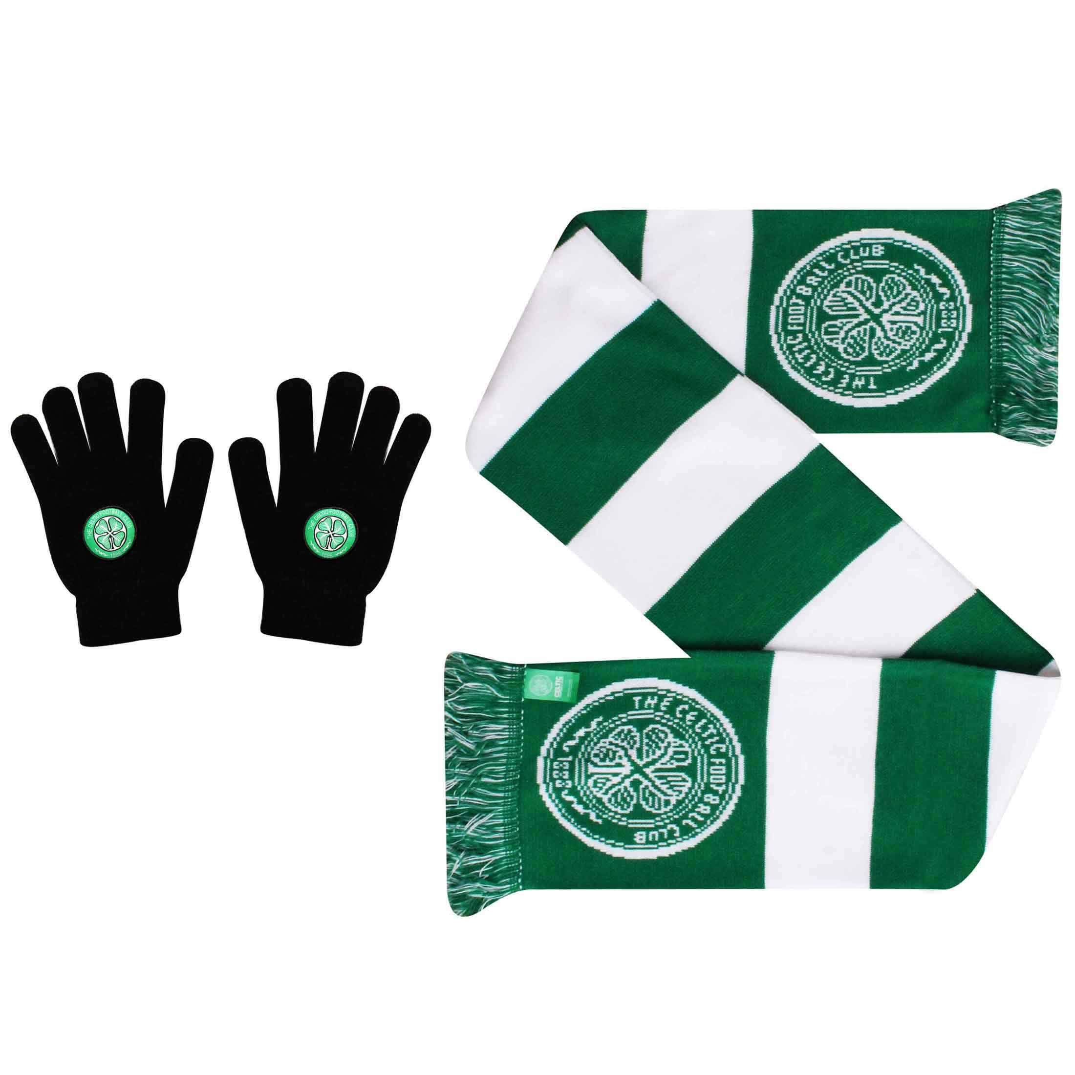 Official Celtic FC Football Scarf & Woolly Gloves Gift Set