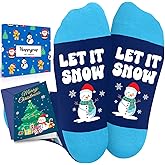 Happypop Christmas Socks - Santa Elf Snowman Gingerbread Xmas Gift with Greeting Card