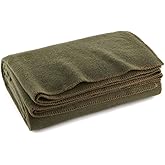 M MCGUIRE GEAR Heavy Duty Wool Military Camping, Survival, and First Aid Blanket, Mil-Spec Fire Retardant 64" x 90" (OD Green