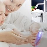PCTC 2 Pack LED Water Faucet Light 3 Color Temperature Sensor No Battery view 2