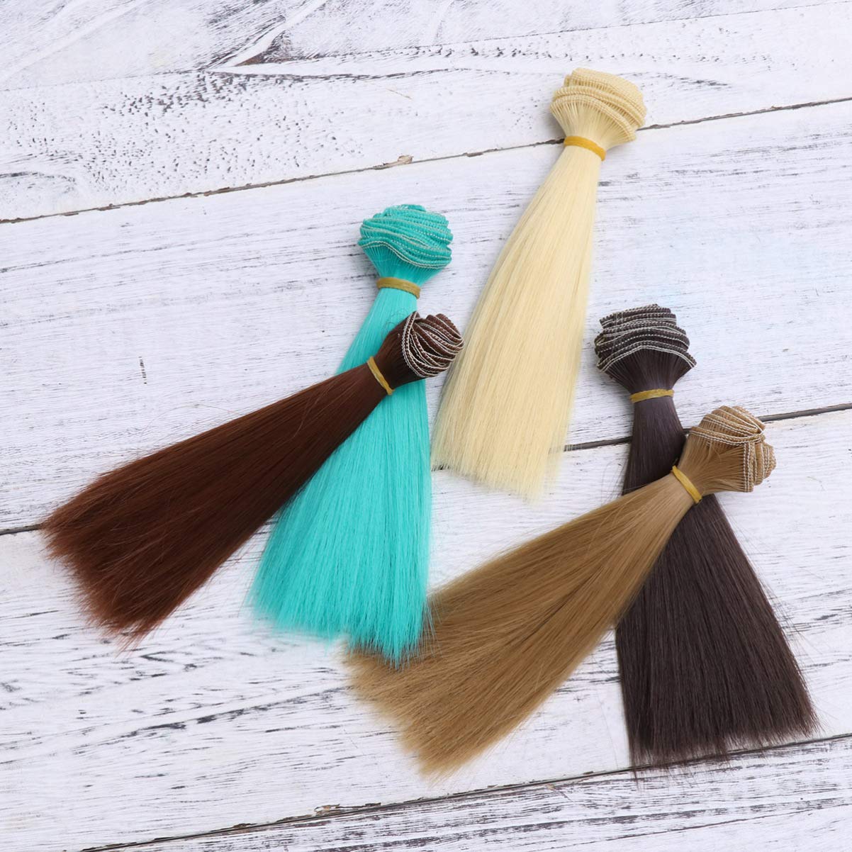 HEALLILY 5Pcs Doll Wig, 6.3 inch Doll Hair Wefts, Straight Synthetic Fake Hair Extensions Replacement for Girls Arts Crafts Doll Making Kits Accessories Supplies