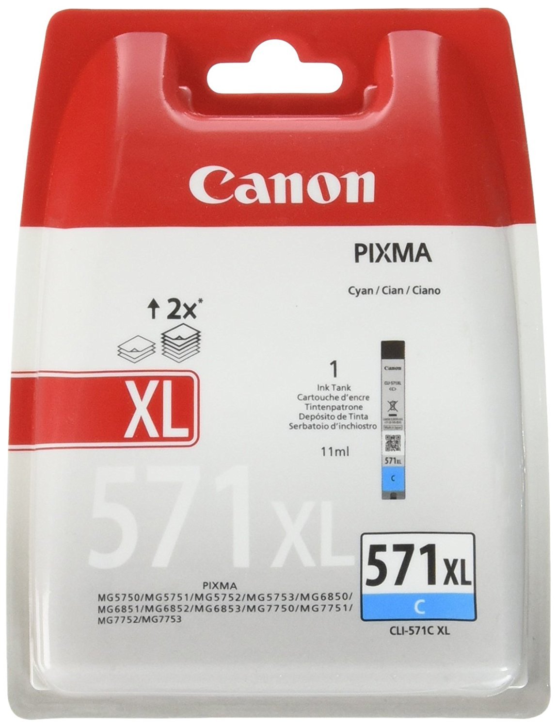 Canon CLI-571XLC High Yield Ink Cartridge - Cyan, 0332C004