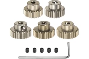 uxcell 48P Pinion Gear Set 3.175mm (1/8") Shaft 23T 24T 25T 26T 27T Aluminum Alloy Motor Gears with Step for 1/10 RC Car (5pc