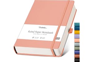 HIUKOOKA Notebooks College Ruled, A5 Notebook Journal 320 Pages,Hardcover Journal for Women,100 GSM Thick Notebook Paper,Journals for Writing,Office,School,Notes Taking, 5.75'' x 8.38''- Pink