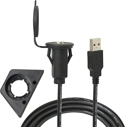 Amazon Cerrxian Usb延長ケーブル 差込口埋込み型 ダストカバー付き Usb 2 0 延長 ダッシュパネル フラッシュマウント ケーブル オートバイ 車 トラック ボート対応 黒 3ft 1m カーオーディオケーブル 家電 カメラ