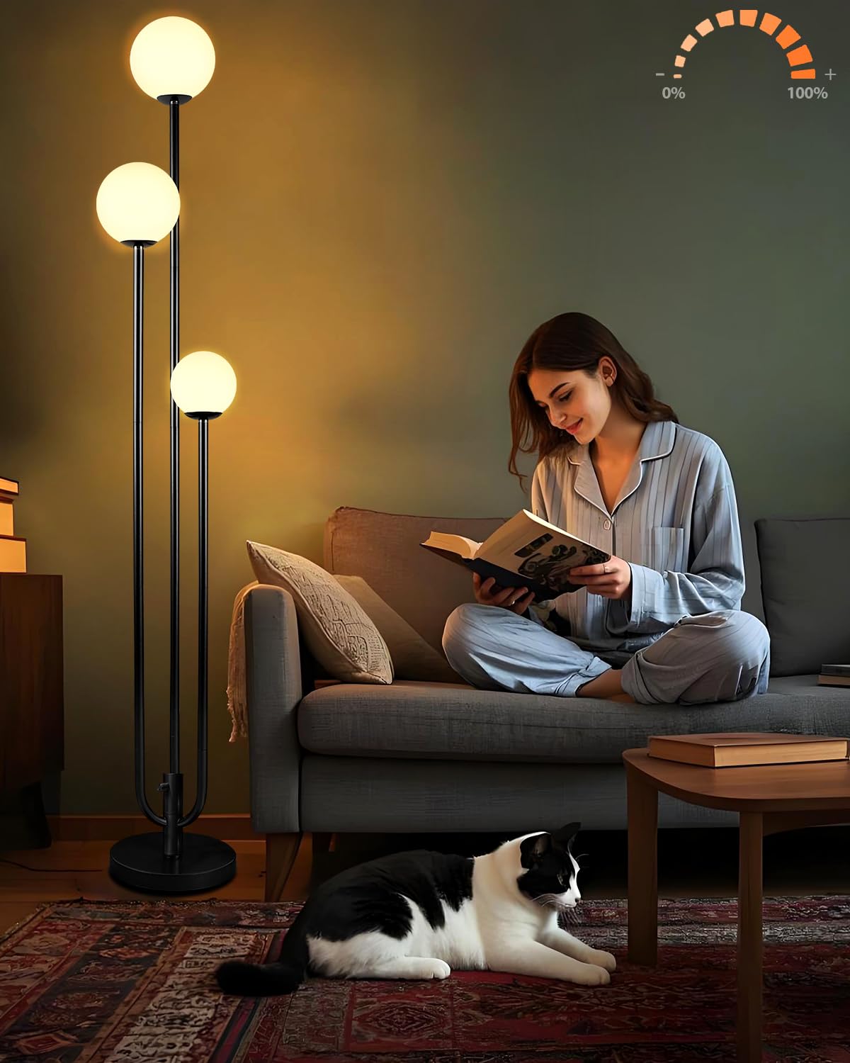 Photo 1 of ***(PARTS ONLY/ NON FUNCTIONAL)***
Lightdot 63IN Black Floor Lamp Dimmable with Candle Holder Style Mid Century Standing Lamps with 3 3000K Soft Warm White Bulbs Included, Modern Globe Floor Lamp for Living Room/Wedding