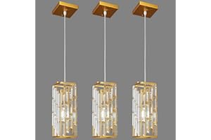 FDPBY Gold Pendant Lighting Modern Pendant Light, Mini Crystal Chandeliers,Adjustable Pendant Light Fixture for Kitchen Island Dinning Room Bedroom (3 Pack)