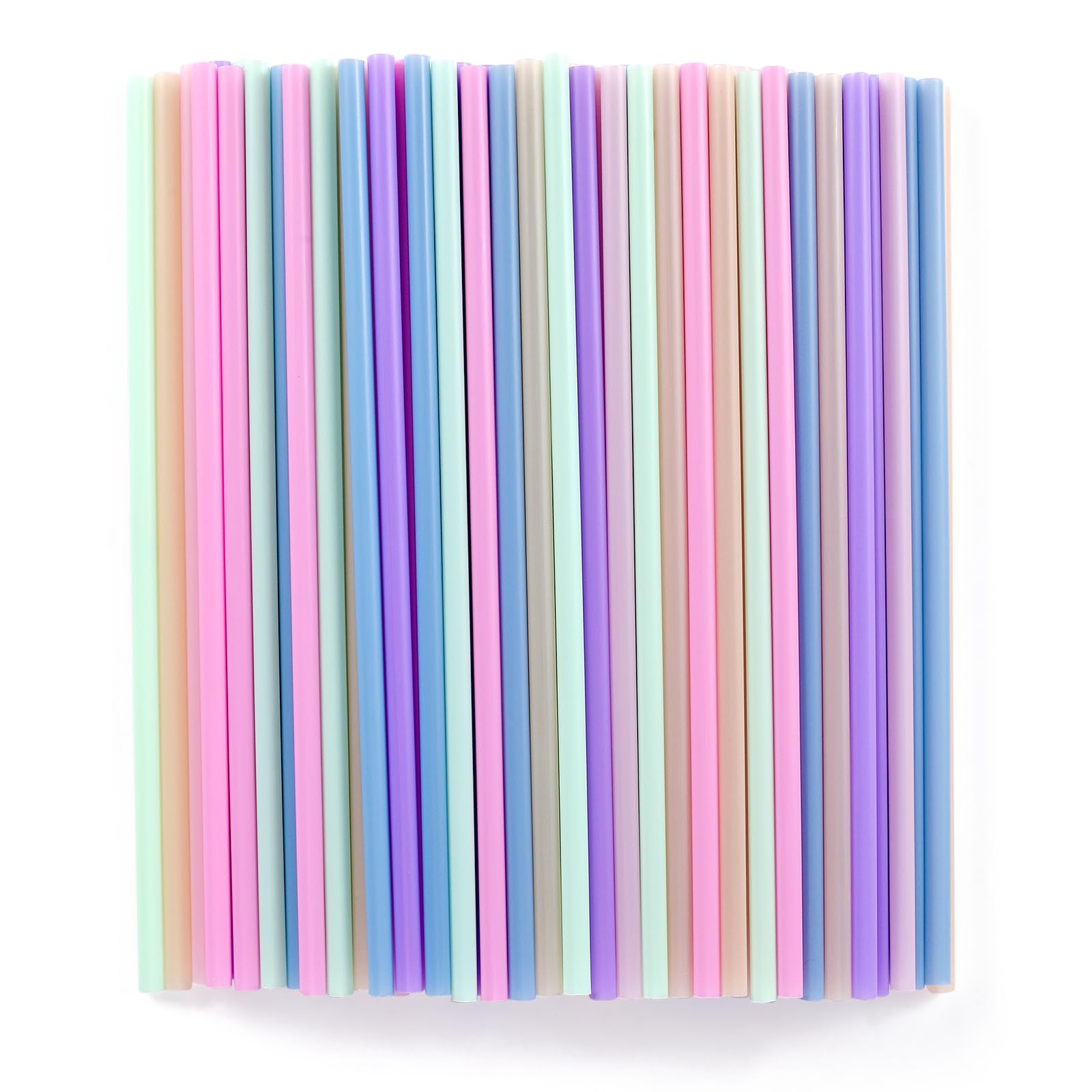 Photo 1 of [100 Pcs] Colorful Disposable Plastic Drinking Straws - 8.26" Long & 0.24" Diameter Cute Straws for Juice,Coffee,Milk,Cocktail, Ideal for Bachelorette Party, Birthday Party, Bridal Shower, Baby Shower