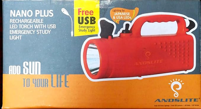 ANDSLITE Nano Plus LED Rechargeable Torch Light (Red and Black)