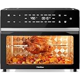 32QT Air Fryer Toaster Oven Combo with Rotisserie, Turbo Convection, Black | 19-in-1 Extra Large Countertop Oven, Fit 13" Pizza, 6 Accessories, 360&deg; Air Circulation, 4-Layer, Digital Convection, 1800W