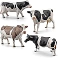 LC JoyCre Cow Figure Toys 4PCS Realistic Big Cows Figurines Toys for Toddlers Simmental Cows Holstein Cow Figures for Kids Birthday 3 4 5 6 Year Old Cake Topper