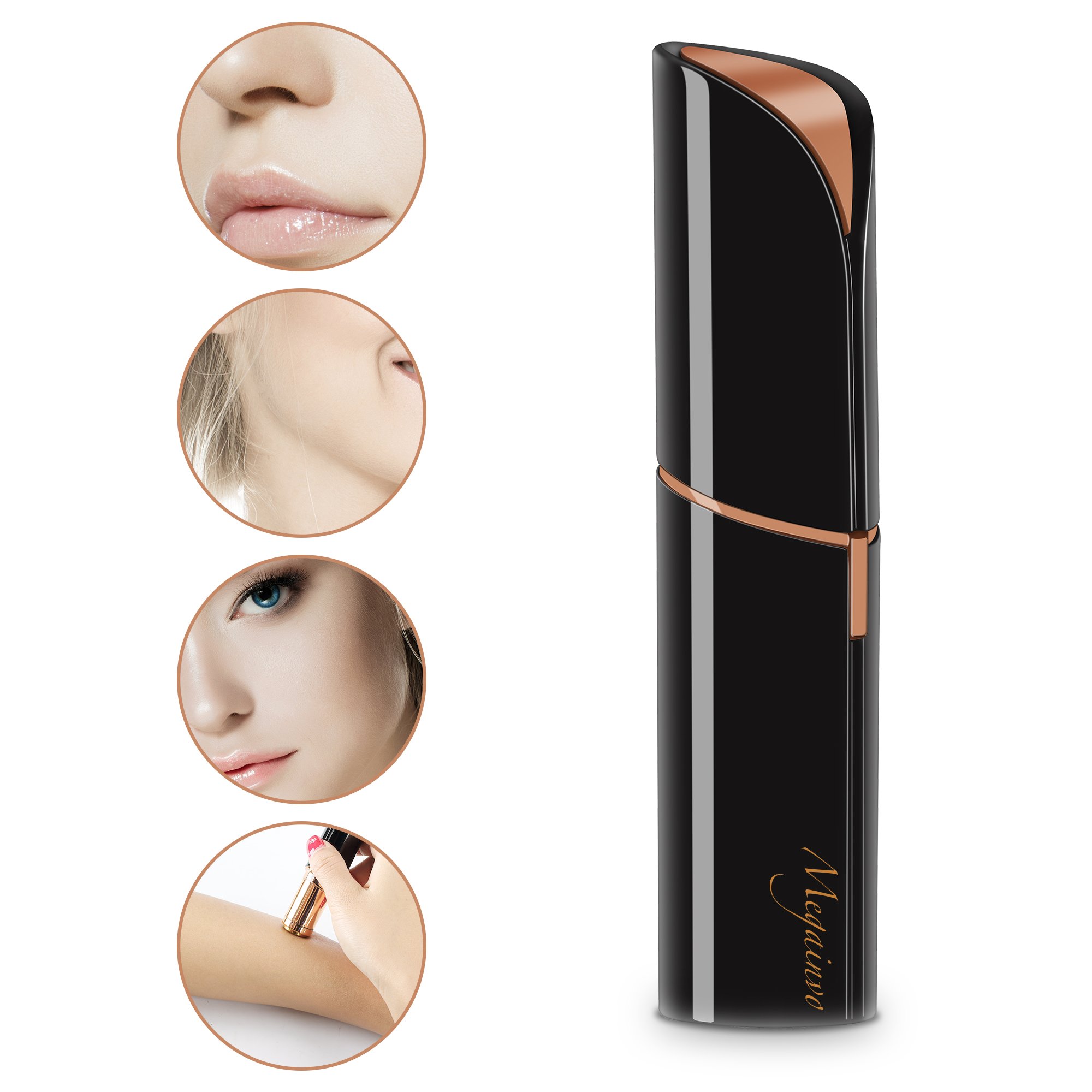 Facial Hair Removal, Megainvo Flawless Hair Removal Portable Painless Mini Discrete Hair Remover for Face, Bikini, Lip-USB Rechargeable