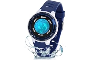 DTKID Digital Kids Watch 30 M Waterproof, 7 Color Lights Time Teaching Watch Easy to Read for Girls Boys 5-16