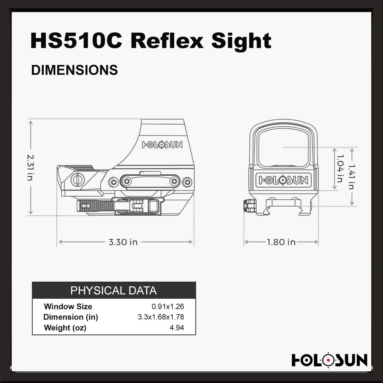 Holosun HS510C 2 MOA Dot Or A 65 MOA Ring Open Reflex Circle Dot Solar Power Holographic Red Dot Sight : Sports & Outdoors