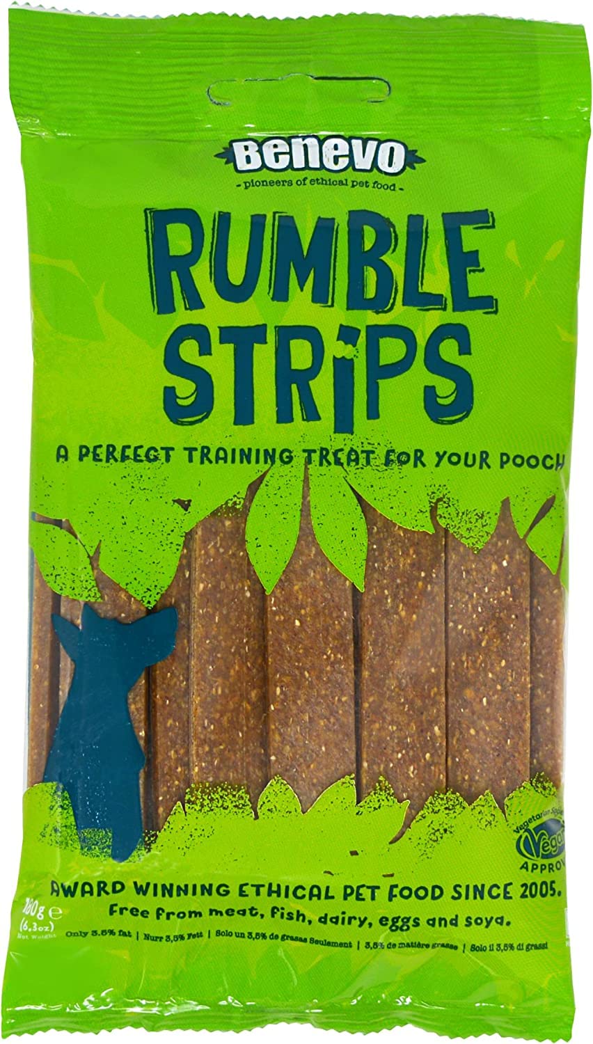 Benevo Vegan Dog Treats Rumble Strips Bundle (3 X 20 Strip Packs) - Total Of 60 Strips