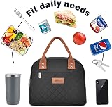 HOMESPON Insulated Lunch Bag for Women Men Black Side Pockets Large Capacity view 6