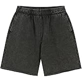 Colorful world Mens Shorts Athletic Vintage Short Acid Washed Shorts Cotton Heavyweight Elastic Waist Streetwear Sweatpants