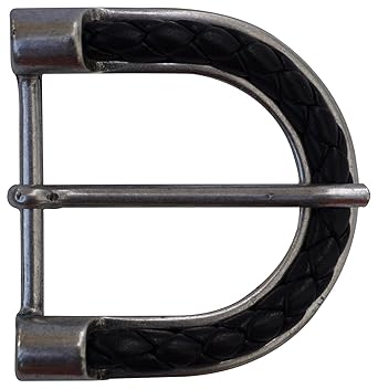 Fronhofer Gürtelschnalle mit schwarz geflochtenem Leder, silber, Damen, 4 cm, 18114